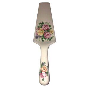 Vintage Floral Design Ceramic Pie Cake Server 10”